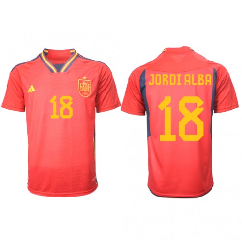 Fotbalové Dres Španělsko Jordi Alba #18 Domácí MS 2022 Krátký Rukáv